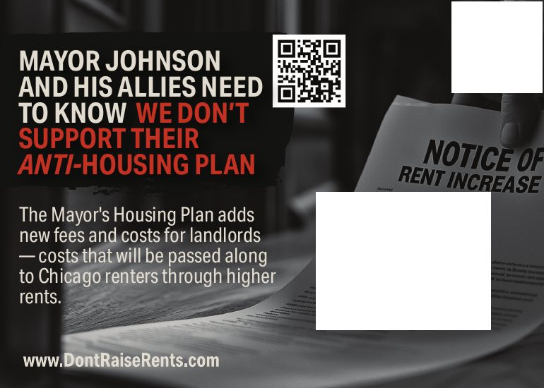Campaign mailer back: Mayor Johnson and his allies need to know we don't support their anti-housing plan.