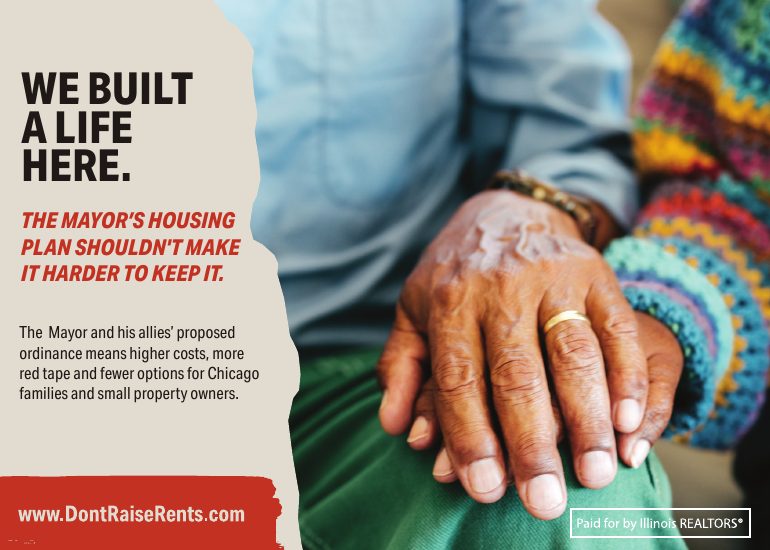 Campaign mailer front: We built a life here. The Mayor's housing plan shouldn't make it harder to keep it.